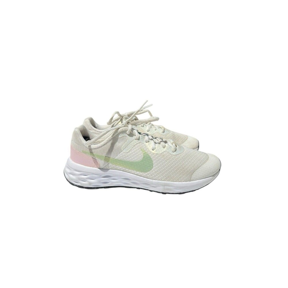 Nike Revolution 6 Youth 4Y Womens 6 White Mint Green Pink Running Sneakers Foam